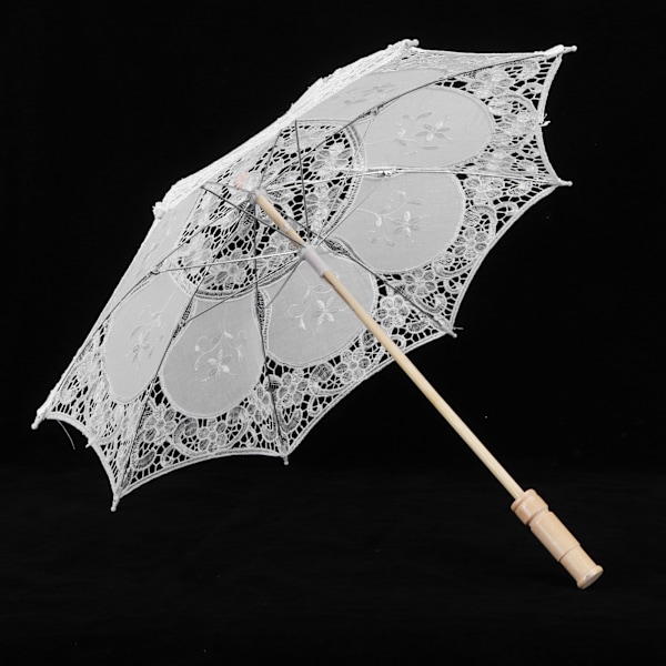 Blonde Paraply Parasol Vintage Bryllup Brude Paraply til Foto Kostume Festartikler L Hvid
