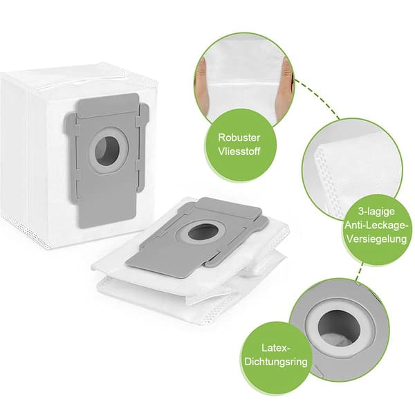 6-pack dammsugarpåsar, automatiska smutsavfallspåsar, kompatibla med irobot Roomba i7+ E5 E6 J7