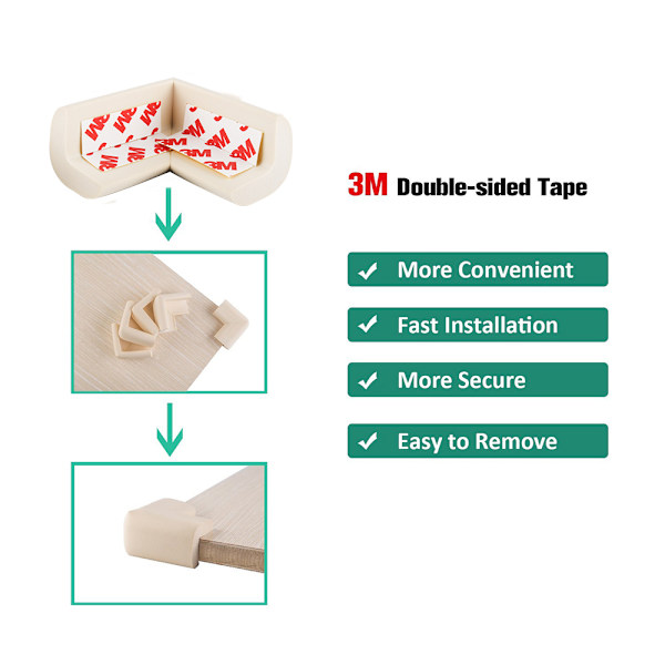 Baby Proofing White Corner Guards Set, Edge & Corner Guards, Safe Edge & Corner Cushion, Child Safety Furniture Bumper Protectors, 3.5CM/1.38\" Längd