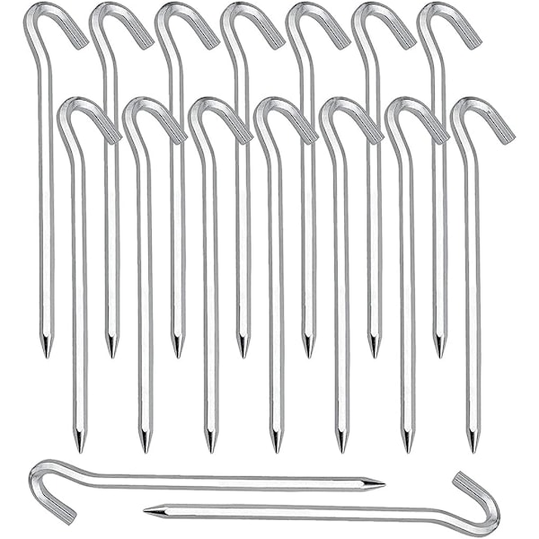 20 stk. teltplugger - Aluminium teltplugger med krok - 7'' sekskantstangplugger Spiker Hageplugger Campingplugger for oppsetting av telt,