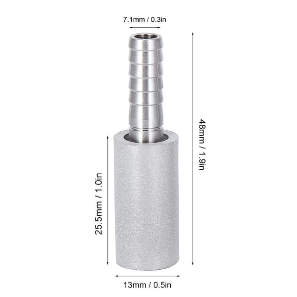 2 stk. 0,5μm Diffusionssten Rustfrit Stål Beluftningssten med 1/4 tomme Udvendig Diameter Barb