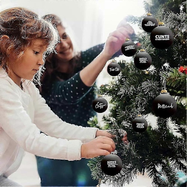 Svorne Julekuglepakke - 12 stk., 2024 Sjove Julepynt Julekugler