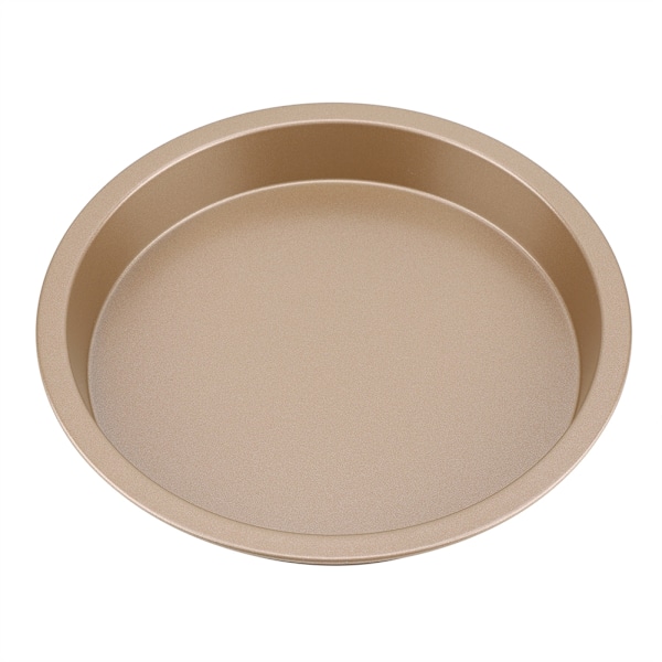 Rund pizzaplade i kulstofstål med non-stick belægning, kageform, tærtebageplade, køkkenredskab (6 tommer, guld)