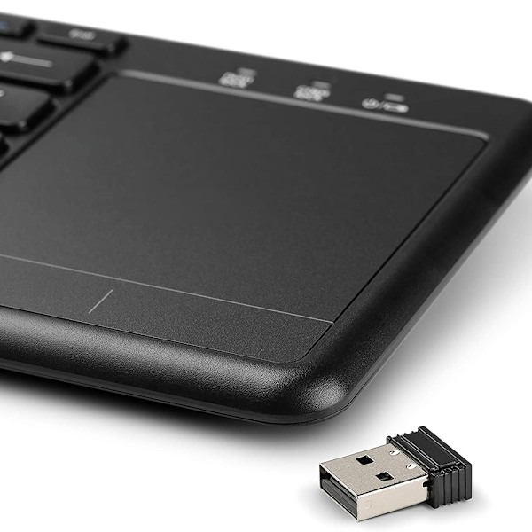 Tastatur med touchpad, 2,4 GHz tilkobling via USB-mottaker, programmerbare multimedietaster, Windows / Android / ChromeOS