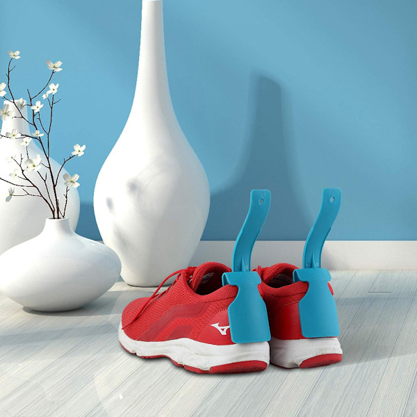 4PCS Lazy Shoes Hjälpare, Sock Slider Handled, Sko Lyft Hjälpare för Seniorer Äldre, Passar Alla Skor(Blå)