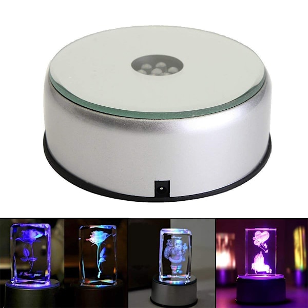 7 LED display stand til krystaller glaskunst figur 7 farvet smykke roterende stand 90 roterende lampeholder tinker