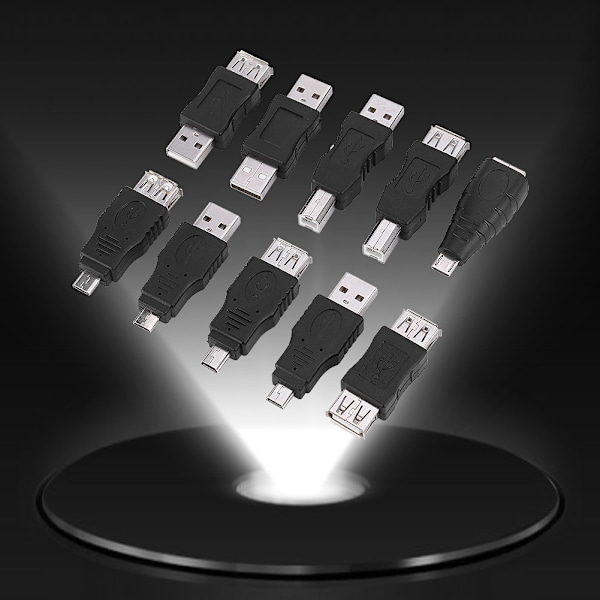 Pakke med 40 Multiple USB2.0 Adaptere Vinklede Mini Micro Type B Han Hun Konvertere Stik