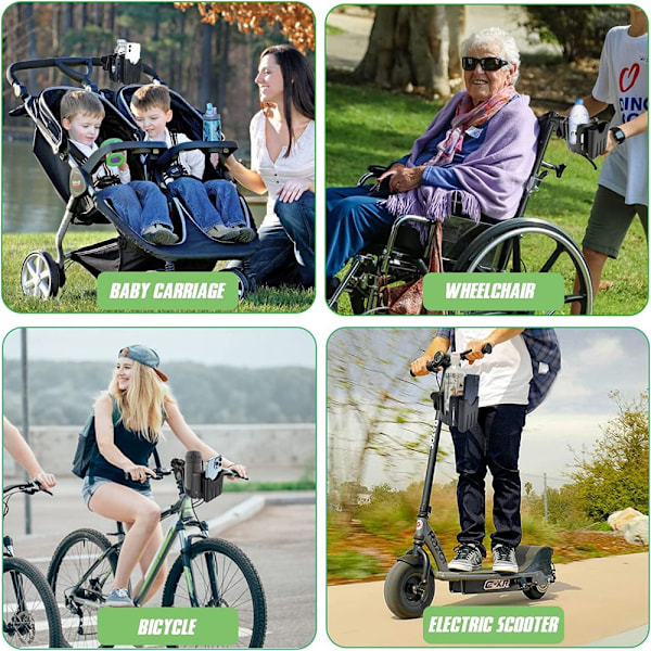2-in-1 mukiteline rattaisiin, puhelintelineellä