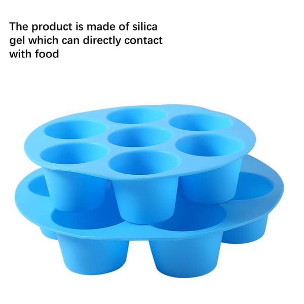 7 Huller Silikon Muffinsform, Airfryer Muffinsforme til Bagning af Cupcakes - Chokoladeform Cupcake Maker (Blå)
