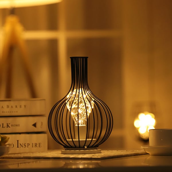 Dekorativ lampe med bur, lampe til soveværelse, køkken, bryllup
