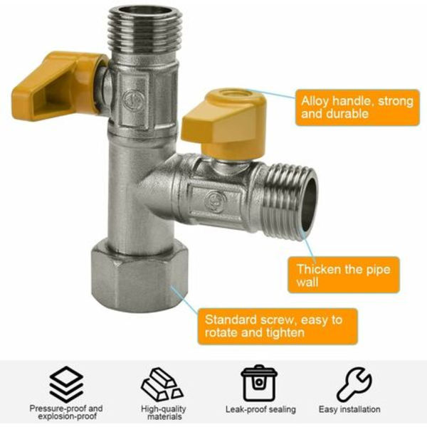 3-vejs ventil T-connector 3-vejs toiletarmatur G 1/2 UNOIU håndbruser