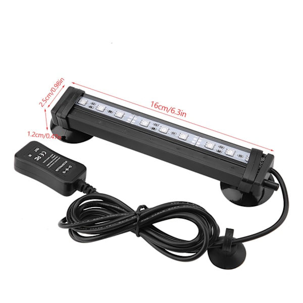 Akvarie Boblelys Undervands LED Lys med Fjernbetjening Akvarielys Kit 16cm EU Stik