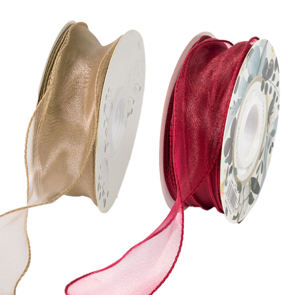 2 rullar 4 cm genomskinlig organza-band - 20 meter för presentinslagning, bukettomslag, dekoration, hantverk