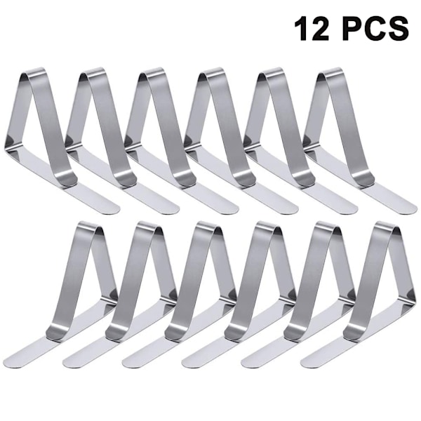 Bordsduksklämmor 12-pack Picknickbordsduksklämmor Flexibla bordsduksklämmor i rostfritt stål Bordsduksklämmor Perfekt för picknick Graduation Party
