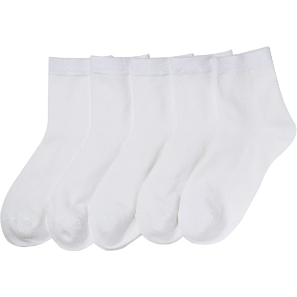 Dam Crew Socks Bambu strumpa Casual Quarter Andas Luktbeständig Strumpa 5 Par (vit)