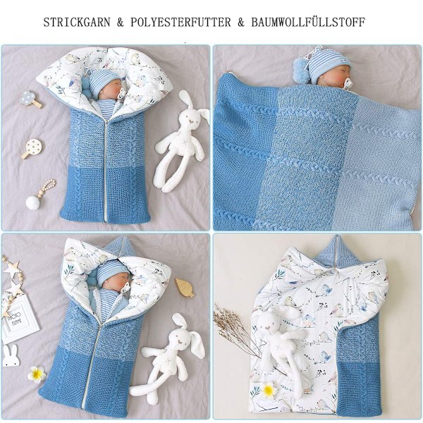 Barnvagnsfilt, nyfödd swaddle filt, varm vintersäck för pojkar eller flickor i åldern 0-12 månader
