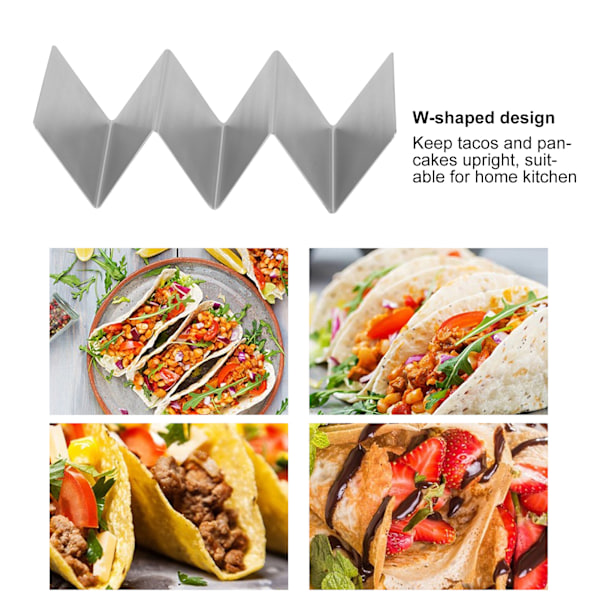4 stk. Taco-holdere W-form Rustfritt stål Pannekakestativ Kjøkkenverktøy for Restaurant Spisestue