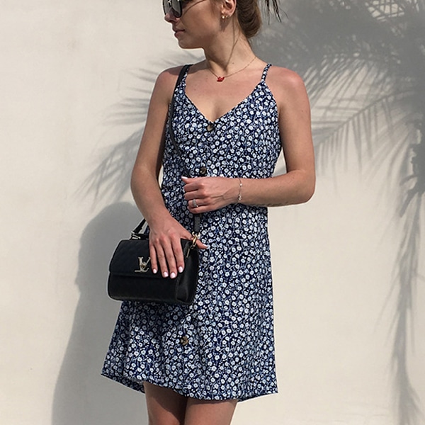 Kvinnors Sommarklänningar Casual Polka Dot Flowy Midi Klänningar