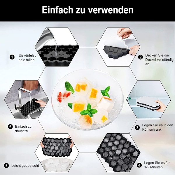Isterningebakke, 2-pak Nem Frigørelse Isterningebakke Silikone A-fri Isterningbeholder med Låg Isterninger Genanvendelig Ice Cube Tray