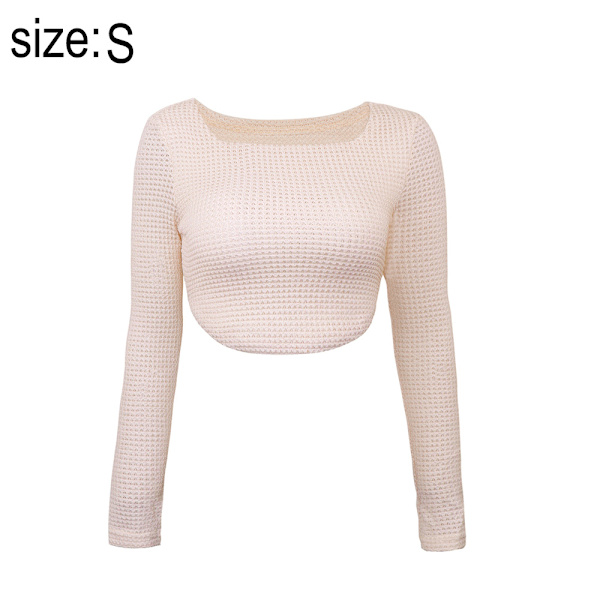 Kvinnors långärmad båthals topp casual stickad slim  T-shirt