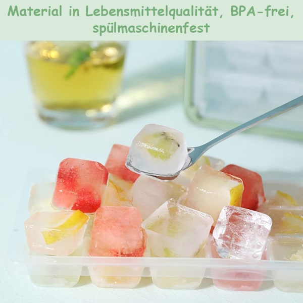 Isbitbeholder med lokk, isbitform med lokk, isbitbeholder, 3 × 21-roms liten isbitform med isbitboks og skuffe