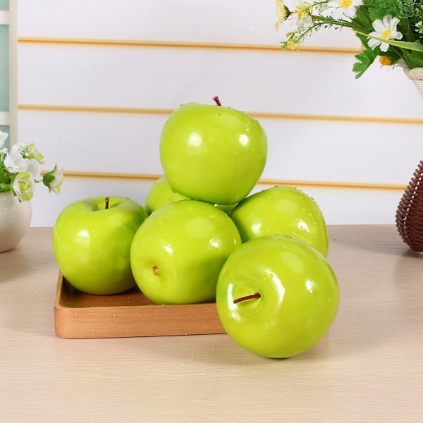 6 st konstgjorda gröna äpplen frukt simulering naturtrogen kök display hem mat dekorativ