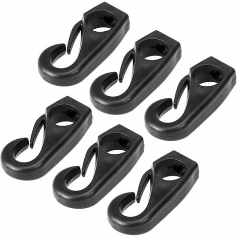 6 stk - Elastisk Snor Spenne - Svart