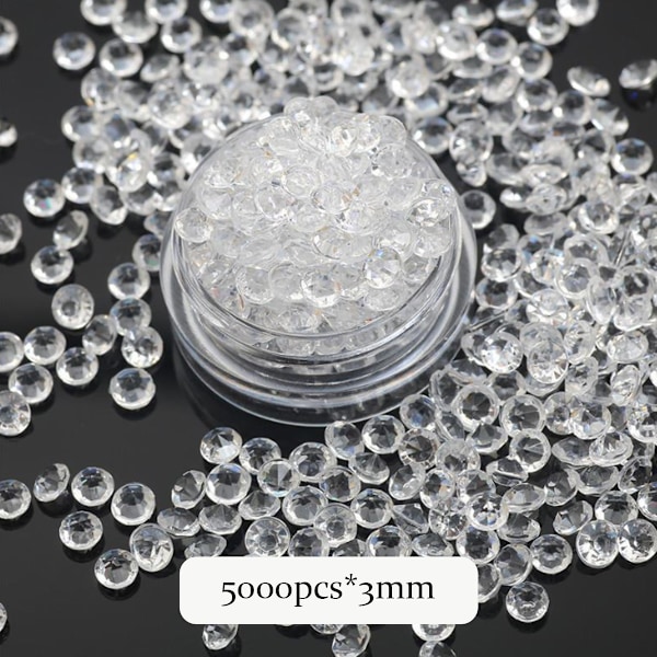 5000 st 3 mm transparenta bröllopskonfetti party plastdiamant gnistrande ädelstenar dekor (vit)