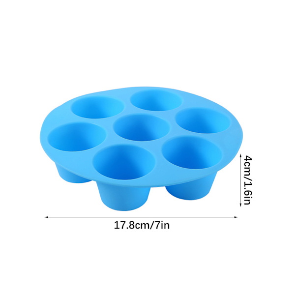 7-Hulls Silikon Muffinsform, Luftfrityr Muffinsformer for Baking Cupcake Mold - Sjokoladeform Cupcake Maker (Blå)