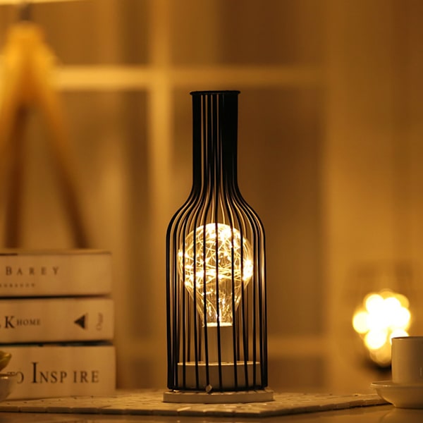 Dekorativ lampe med bur, lampe til soveværelse, køkken, bryllup