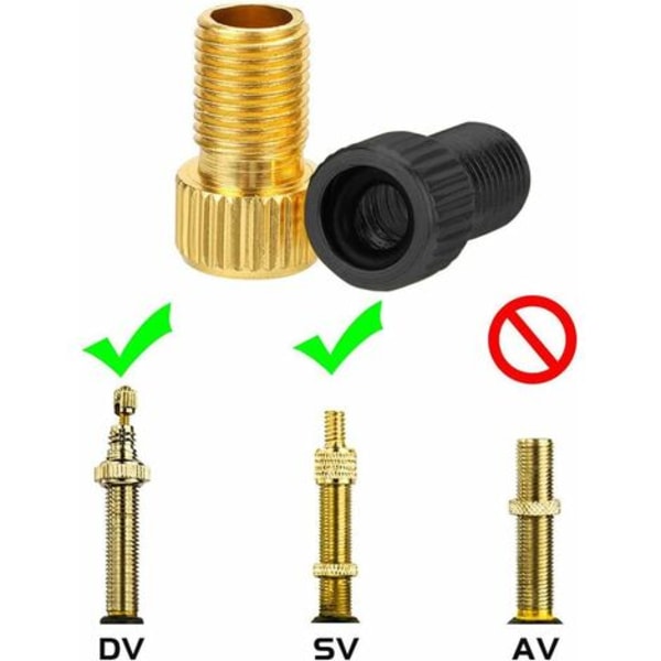 4-pack mässingsadapter för Presta-ventil för cykelventil med svart O-ring för att pumpa däcket med en standardpump eller luftkompressor