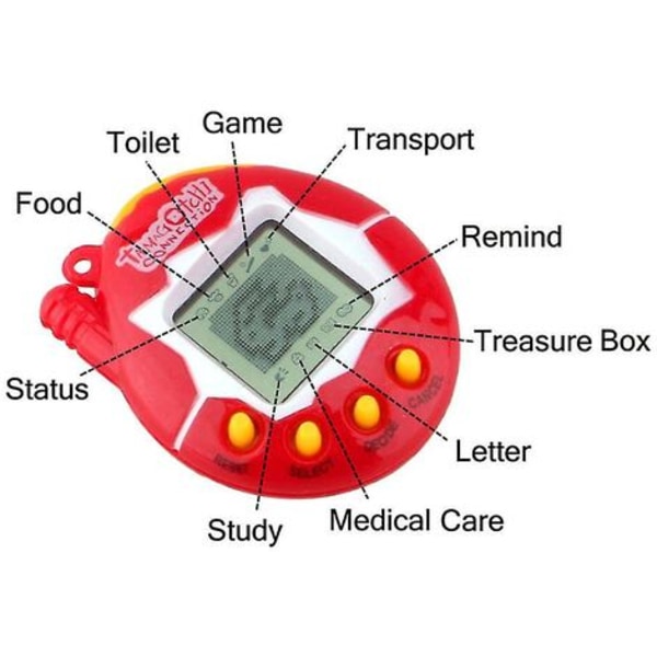 Thsinde vacker retro tamagochi elektronisk nätverk PET leksaker virtuellt spel nostalgisk 90-talsgåva - Röd