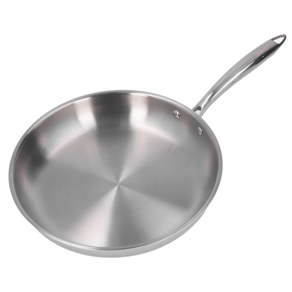 Stegepande i rustfrit stål, fortykket 304 rustfrit stål, ubelagt 3-lags stegepande i rustfrit stål til omeletmadlavning 28 cm
