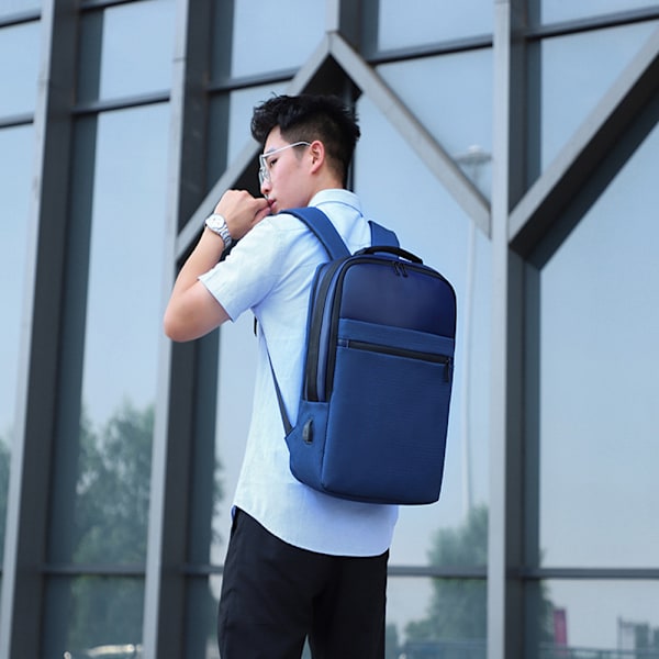 Affärsryggsäck för bärbar dator, vattentät ryggsäck för anteckningsblock, 15,6 tum skolryggsäck med USB-laddningsport, casual affärsdagryggsäck reseryggsäck för