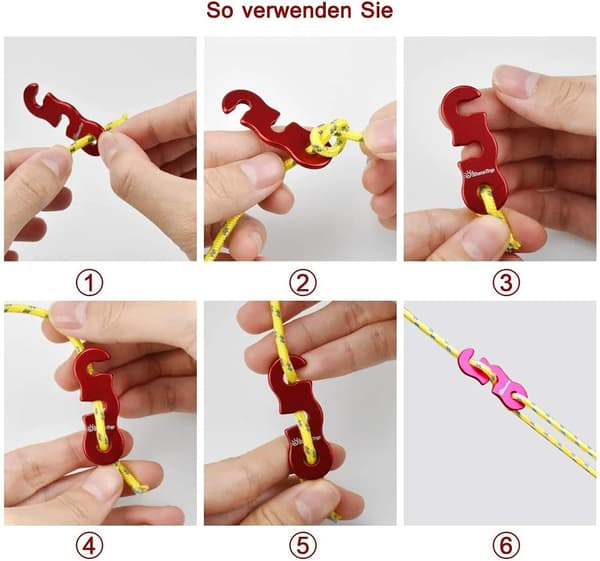 4 styk barduner, 4 meter teltline, Φ 3 mm campingline