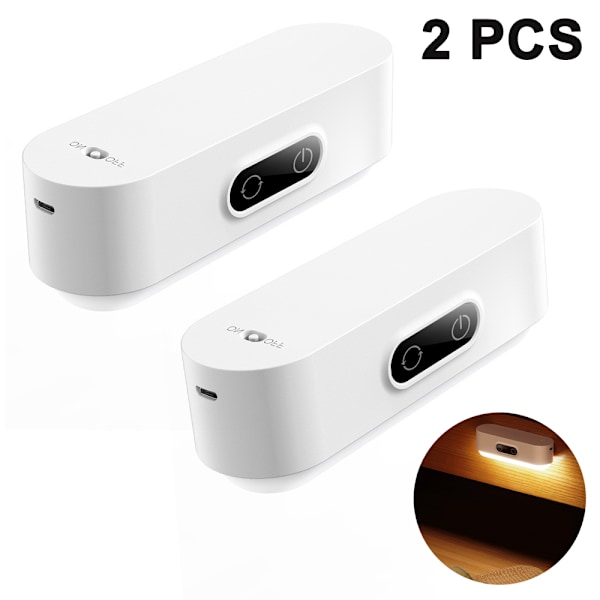 Tryklys, der kan sættes fast, Lys med 2000mAh batteri, Trådløse underskabslys, Dæmpbar, 5 farvetemperaturer, USB genopladelig under bordplade