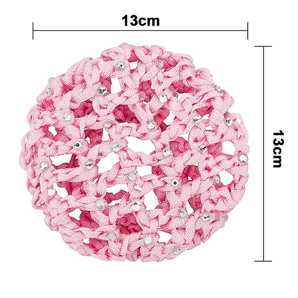 Hårbolledeksel Hårnett for Jenter Kvinner Håndlaget Strikket Mesh Perler Dekor Elastisk Hårnett for Ballet Dans Skøyting Bolle Mesh Deksel