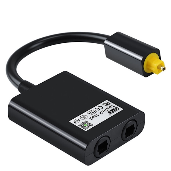 1 til 2 Audio Adapter Digital Optisk Kabel Splitter Audio Fiber Optisk Adapter Fiber Optisk Fordeler Adapter, Sort