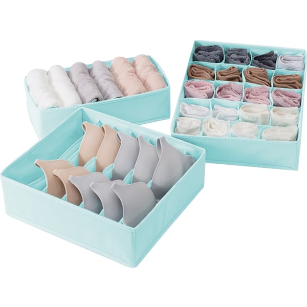 Tyg multifunktionell strumpor förvaringslåda 3-delad låda för hushåll kläder förvaring Organizer Set Fällbar tyg Organizer Låda