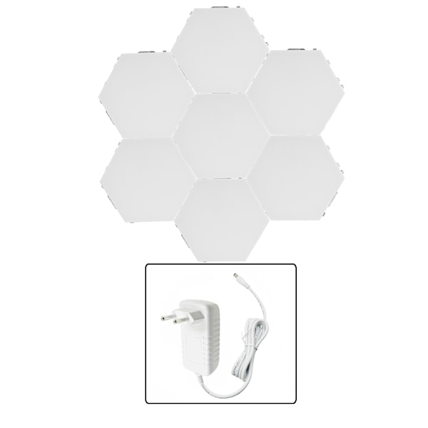 Innovativ sekskantet form DIY vægdekoration lampe hjem belysning til soveværelse stue dekoration 100V-240V7 lys med strømforsyning