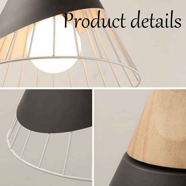 Pendel Lampe 3 Lys i Sort Bar Loftslampe Træ Lysekrone Jern Belysning Dekoration til Korridor Restaurant Ba