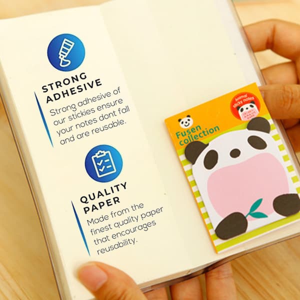 8 sæt søde og kreative dyreformede sticky notes, tegneserie sticky notes (20 stykker pr. sæt)