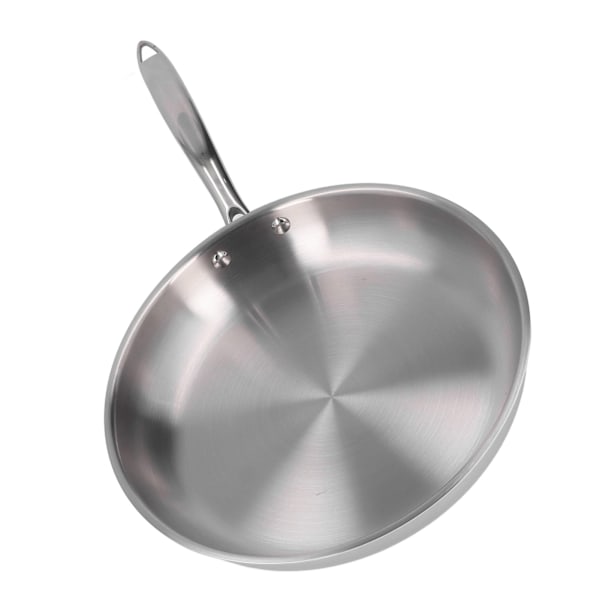 Stegepande i rustfrit stål, fortykket 304 rustfrit stål, ubelagt 3-lags stegepande i rustfrit stål til omeletmadlavning 28 cm