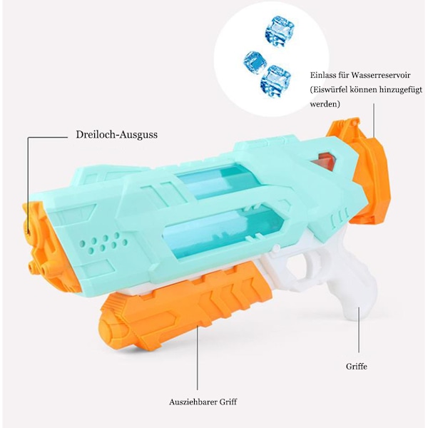 Vannpistol for barn og voksne Vannpistol Lang rekkevidde Super Vannblaster Soaker Vannsprøytepistol Sommer Utendørs Svømmebasseng Strand Sand Vannkampleke