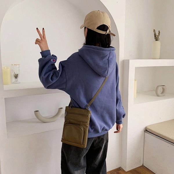 Crossbody Taske til Kvinder, Ægte Læder Multi-Lommet Pung