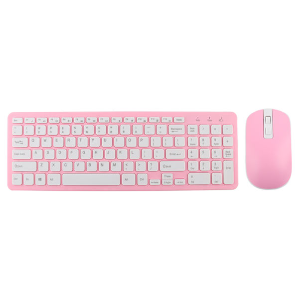 Rosa Trådløst Mus og Tastatur Sett Kontor Gaming for Bærbar Datamaskin 3-Hastighets Mikro Mottaker
