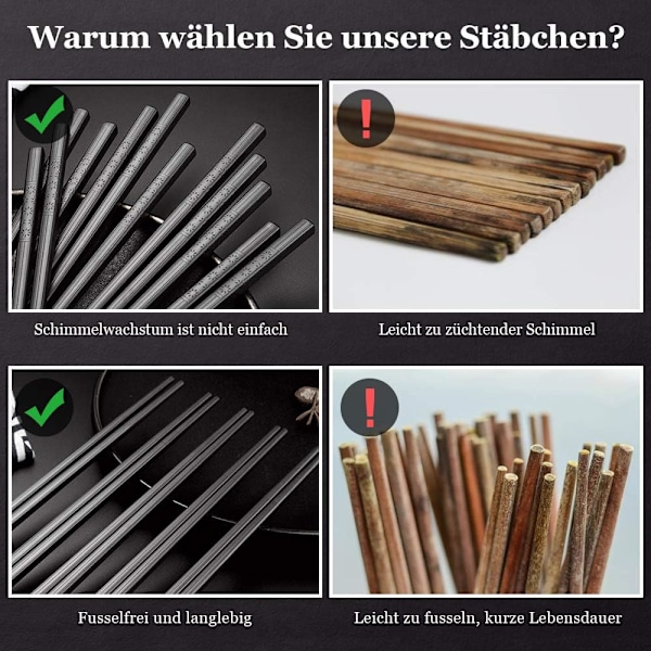 5-par Fiberglas Opvaskemaskine-sikre Spisepinde, japanske Spisepinde