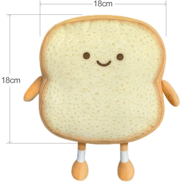 Toast Skiveskåret Brød Pude, 18CM Brødform Plys Pude Sjov