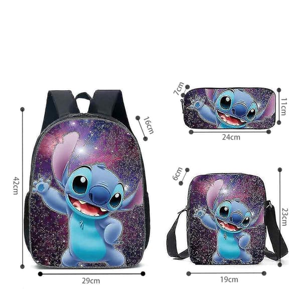 Lilo Stitch Stitch Rygsæk Skoletaske Tredelt Sæt Farve E