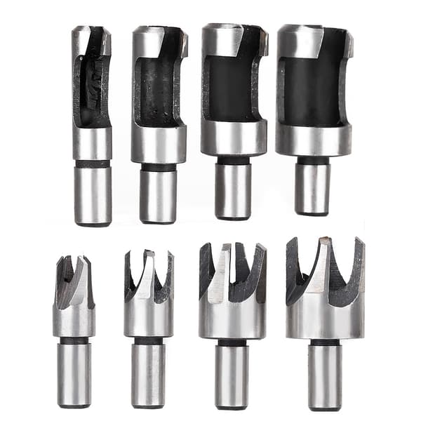8 st / set kolvstål träpluggfräs 10 mm rundskaft borrtillbehör
